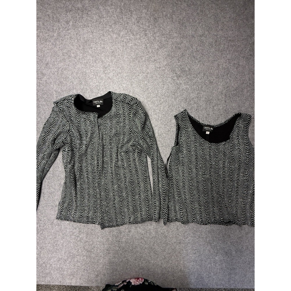 Connected Apparel Black Sparkle Formal Jacket And Tank Size L